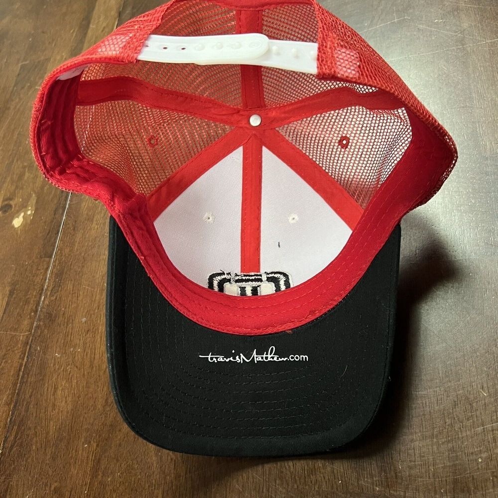 TRAVIS MATHEW Trucker Hat One Size Fits All Red White Black Golf Hat Breathable - Picture 3 of 5